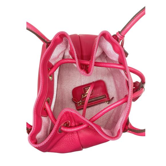 Dooney & Burke Pink Pebble Grain Leather Drawstring Bucket Bag w/ Coin Purse - Picture 4 of 5